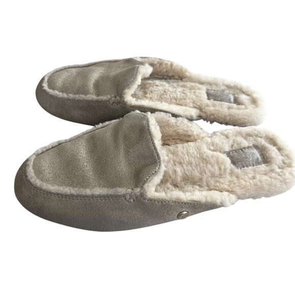 UGG Lane Metallic Gold Loafer Slippers Sherling Lined Comfort Shoes Size 6 - Picture 3 of 8